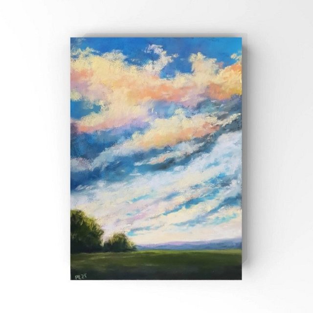 Pejzaż - praca wykonana pastelami