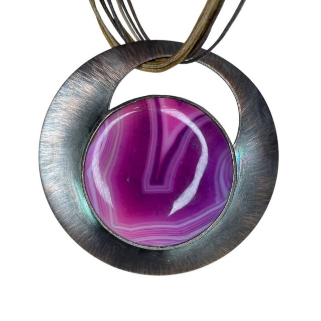 Miedziany wisior z niepowtarzalnym agatem c1257