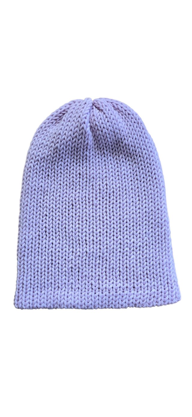 Czapka liliowa  z wełny  MERINO