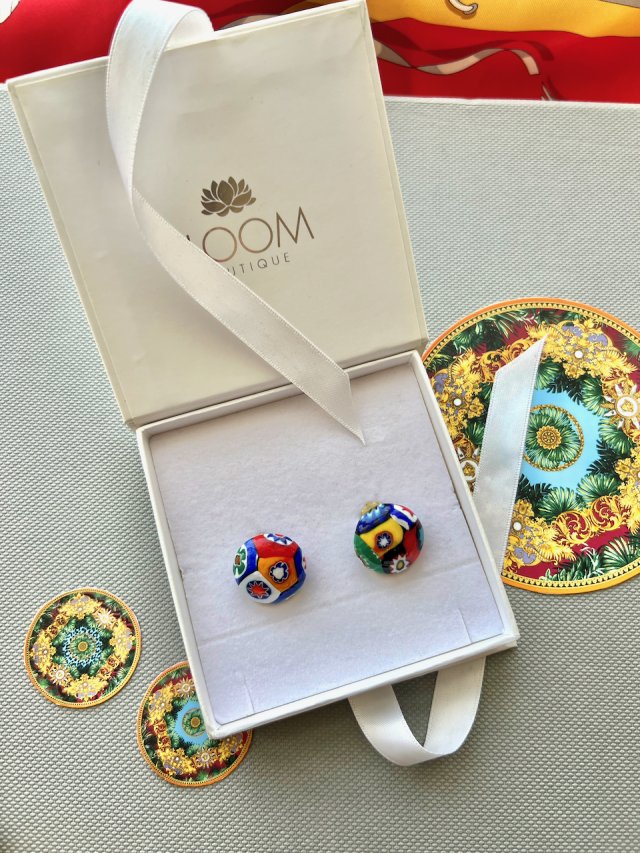 Murano Millefiori Clip Earrings  ❤ Art Glass ❤ Bardzo ciekawe