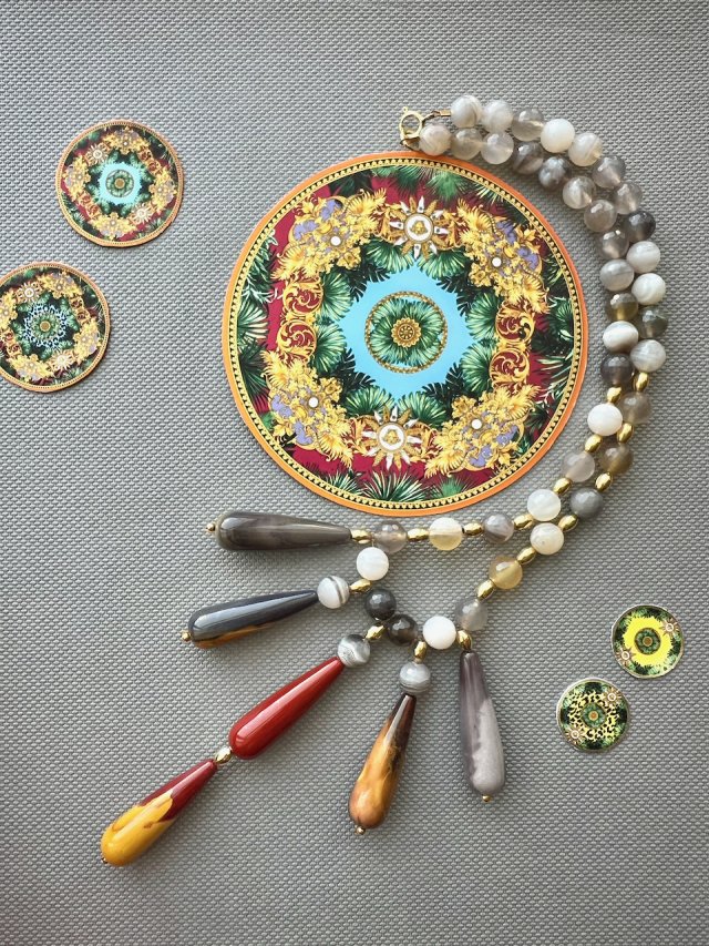 Venetian Art ❤ Gemstone & Sterling Silver Necklace  ❤ Stworzony przez naturę ❤ Piękne kamienie.