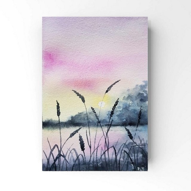 Pejzaż 77 - obraz akwarela