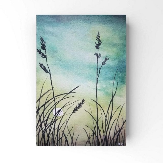 Trawki 76 - obraz akwarela