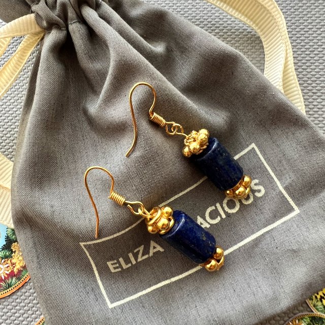 Art Italy Florentine lapis Lazuli earrings - 24k. Gold Plated ❤ Kolczyki z lapis Lazuli  ❤