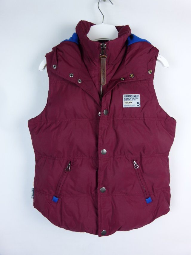 Superdry ocieplany bezrękawnik na polarze burgund / M
