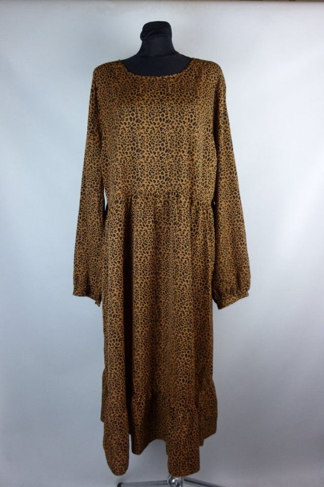 Shein Curve sukienka maxi długi rękaw panterka / 4XL