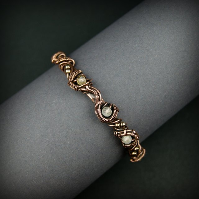 Miedziana bransoleta mankietowa z cytrynem