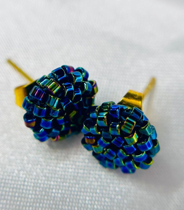 Kolczyki/sztyfty granatowe/kameleon