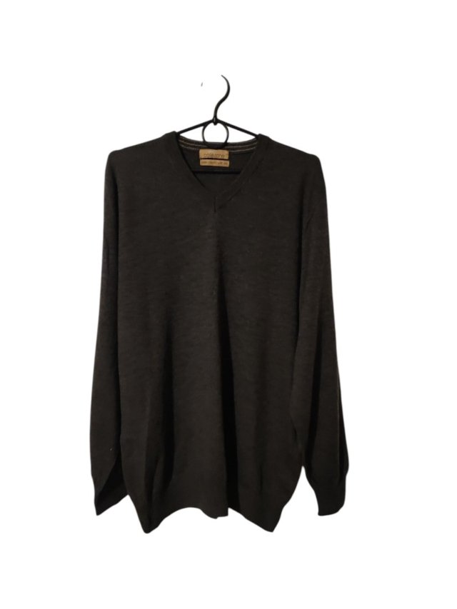 Ciemnoszary sweter unisex 100% wełna basic klasyczny casual całoroczny M/L