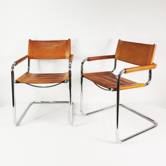Para krzeseł Bauhaus S34, proj. Mart Stam, Bulthaup, Niemcy, lata 80.