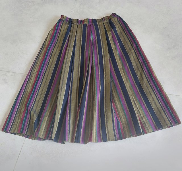 Vintage Basler spódnica w paski midi wełna bawełna wiskoza M