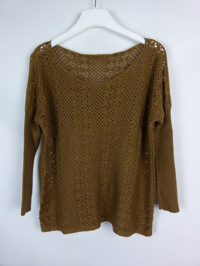 Sweterkowa ażurowa bluzka oversize z wool / M-L