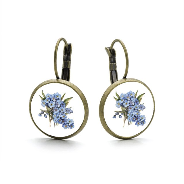 Kolczyki na biglu Bukiet Niezapominajek prezent dla niej z kwiatami