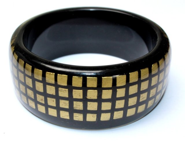 MOZAIKOWA szeroka bransoletka złote kwadraciki