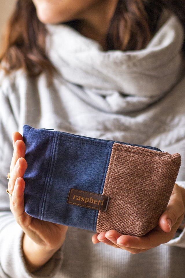 Różowo-granatowa kosmetyczka MIDI