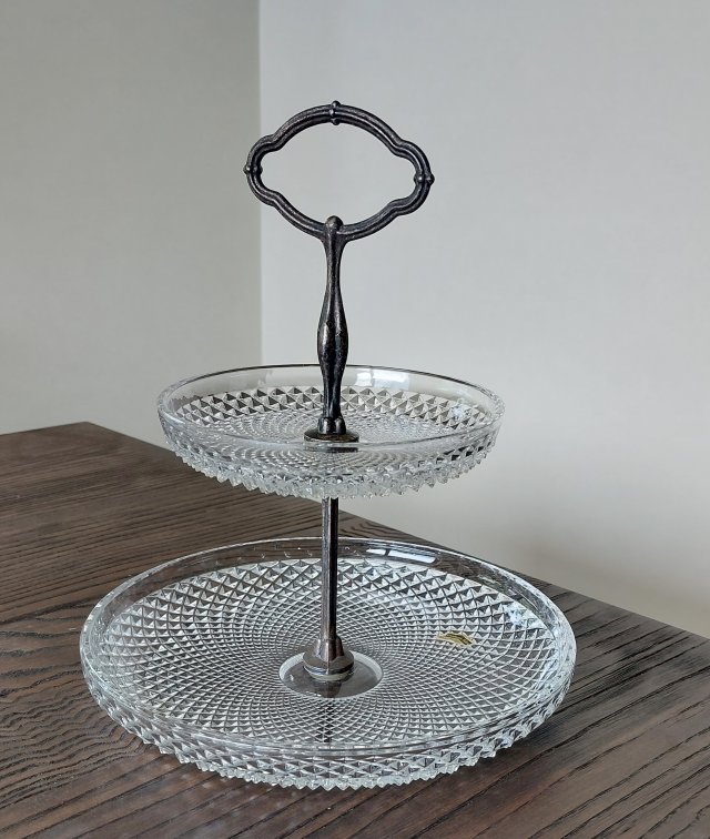 Kryształowa patera dwupoziomowa  midcentury Elisabeth Hütte Germany