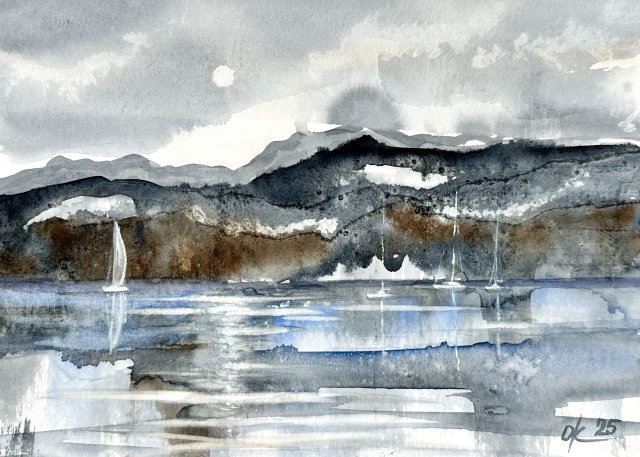 Surowa natura północy original akwareli A4