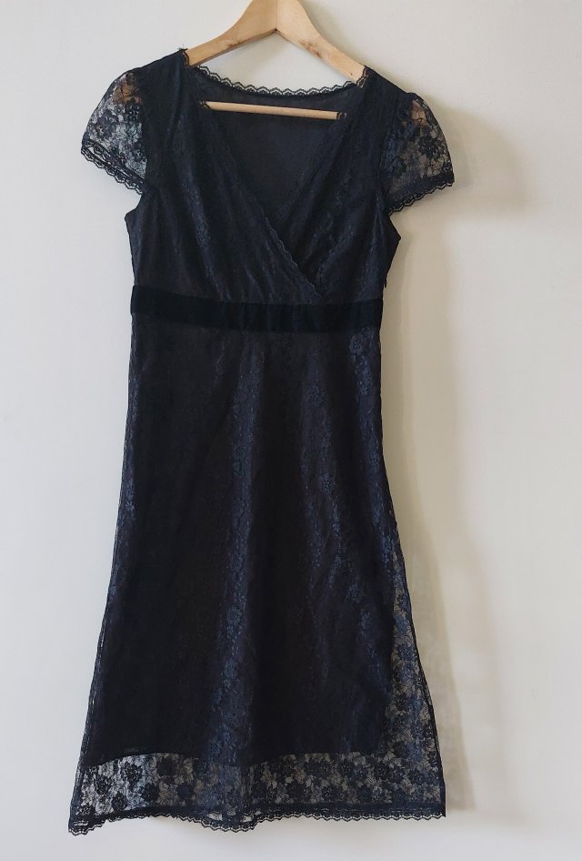 Koronkowa sukienka czarna vintage alternative  S
