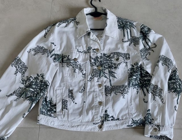 Vintage  Betty Barclay kurtka jeansowa bawełniana  zwierzęcy wzór  S