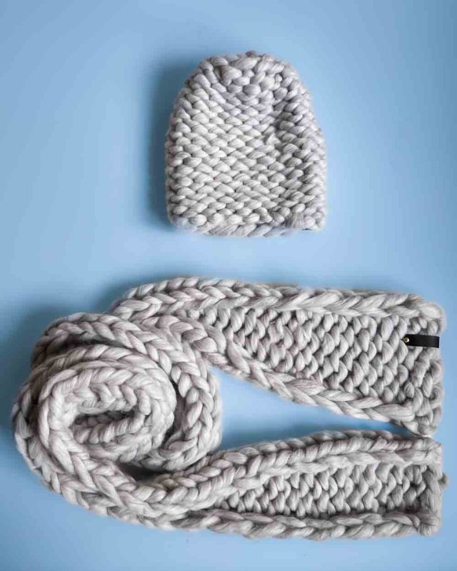 100% WELNA czapka i szalik w grubym splocie CHUNKY