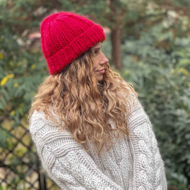 100% MERINO czapka w grubym splocie CHUNKY
