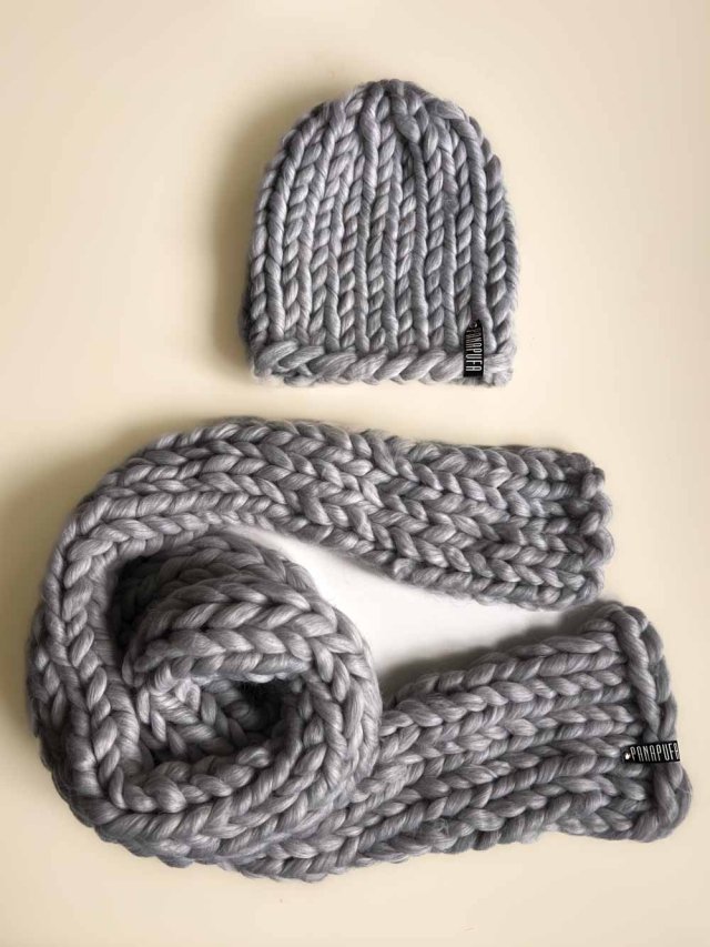 100% MERINO WELNA czapka i szalik w grubym splocie CHUNKY