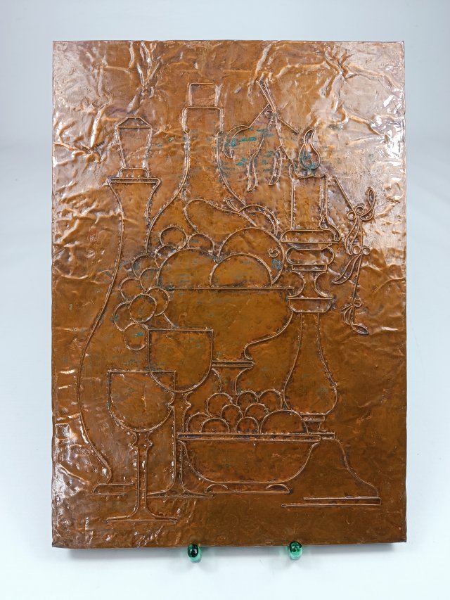 Miedziana płaskorzeźba, vintage