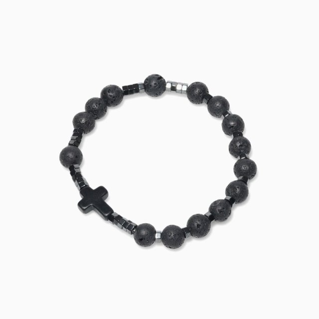 Symbol Wiary i Siły - Bransoletka "Różaniec" z Lawy Wulkanicznej