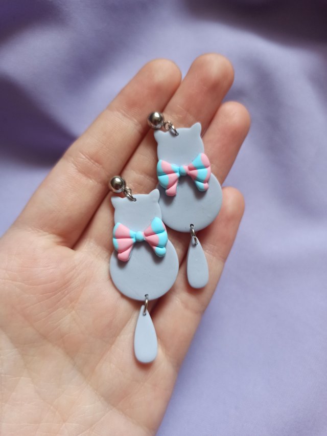 Kolczyki z gliny polimerowej koty