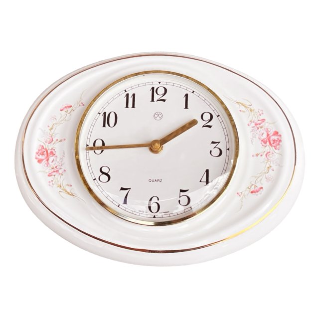 Zegar ścienny porcelanowy Wallendorfer Porzellan, Niemcy lata 80.  kwarcowy