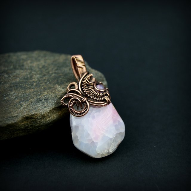 Wisiorek wire wrapping z agatem