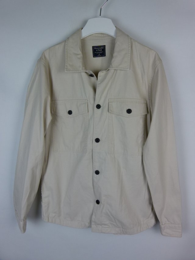 Abercrombie & Fitch cienka koszulowa kurtka bawełna ecru / M