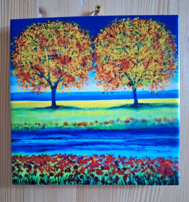 Artystyczne płytki ceramiczne "Nad rzeką", 15 x15 cm