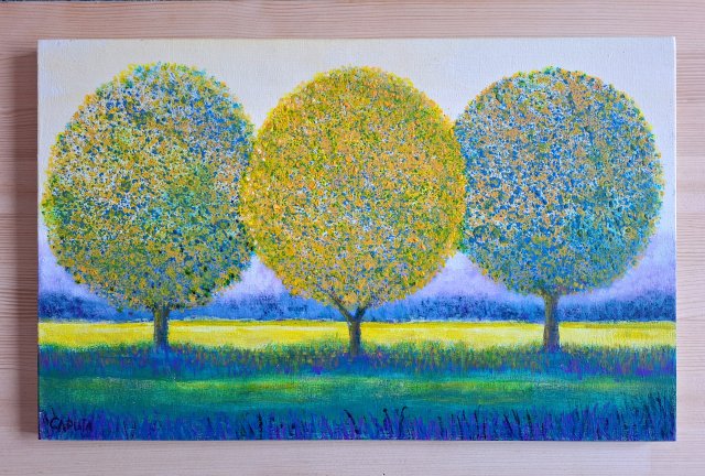 Obraz akrylowy "3 drzewa" na drewnianej płycie 29.5 x 47 cm