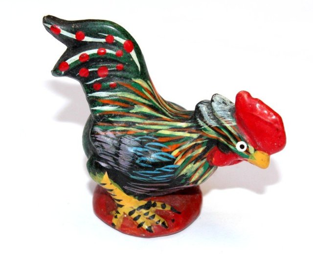 KOLOROWY KOGUCIK  urocza  malowana figurka