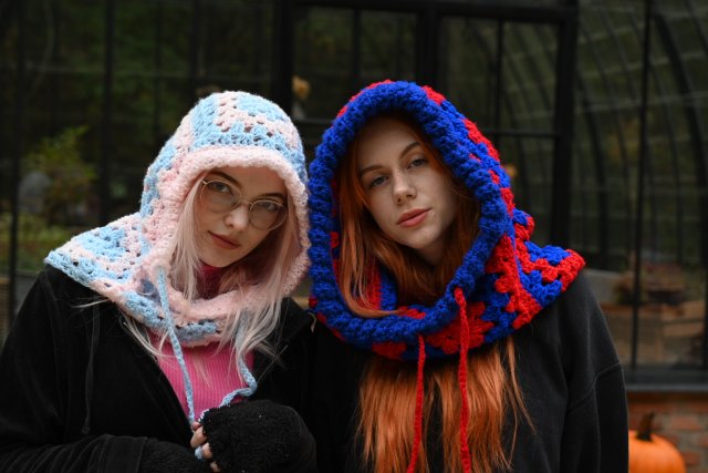 Balaclava ręcznie szydełkowana, kapturek kominiarka handmade