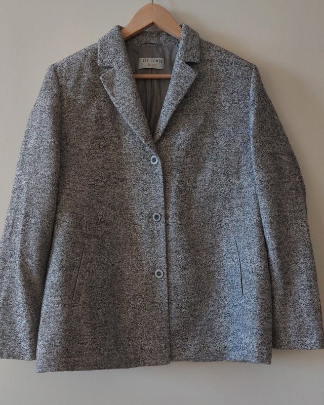 Delmod vintage  szara marynarka wełna wiskoza L/ XL