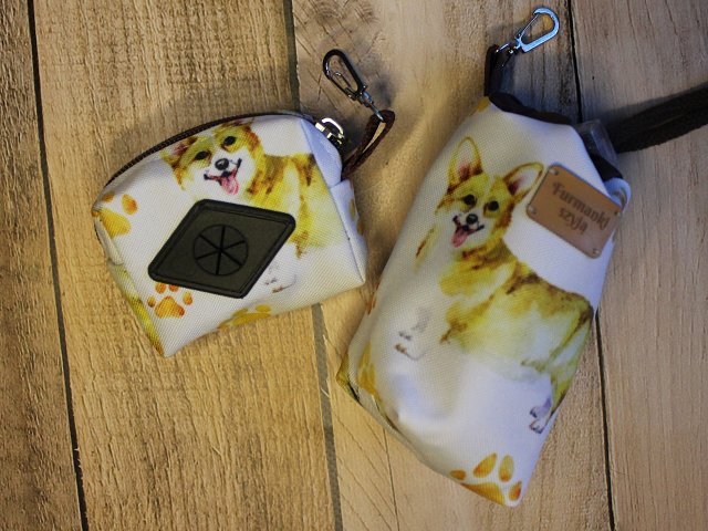 Zestaw saszetka na smaczki i woreczki # corgi