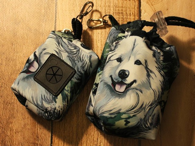 Zestaw saszetka na smaczki i woreczki # samojed