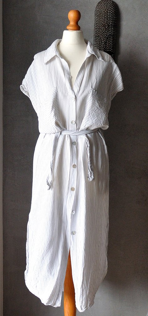 Maxi letnia koszulowa sukienka w paski XS S