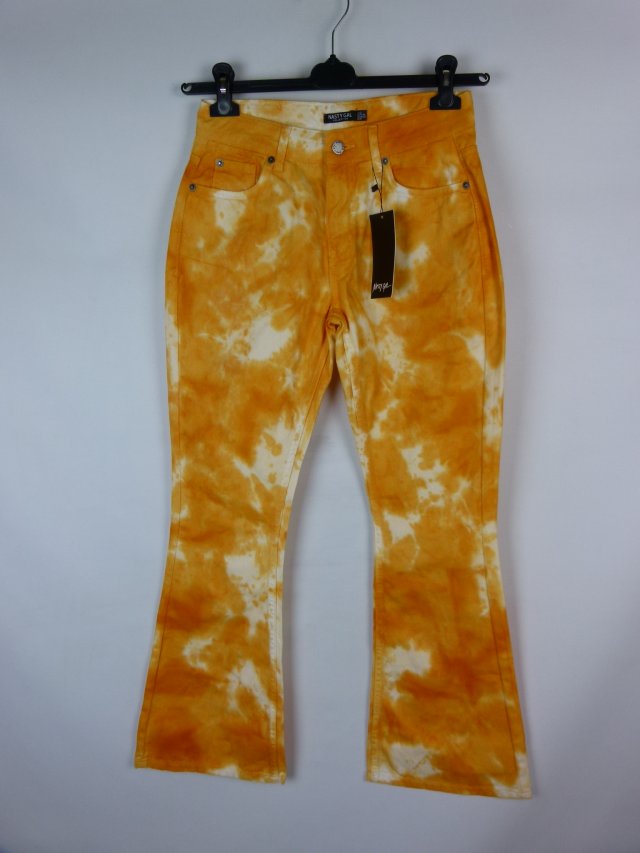 Nasty Gal tie dye flared jeans spodnie cienki dżins z metką / 34