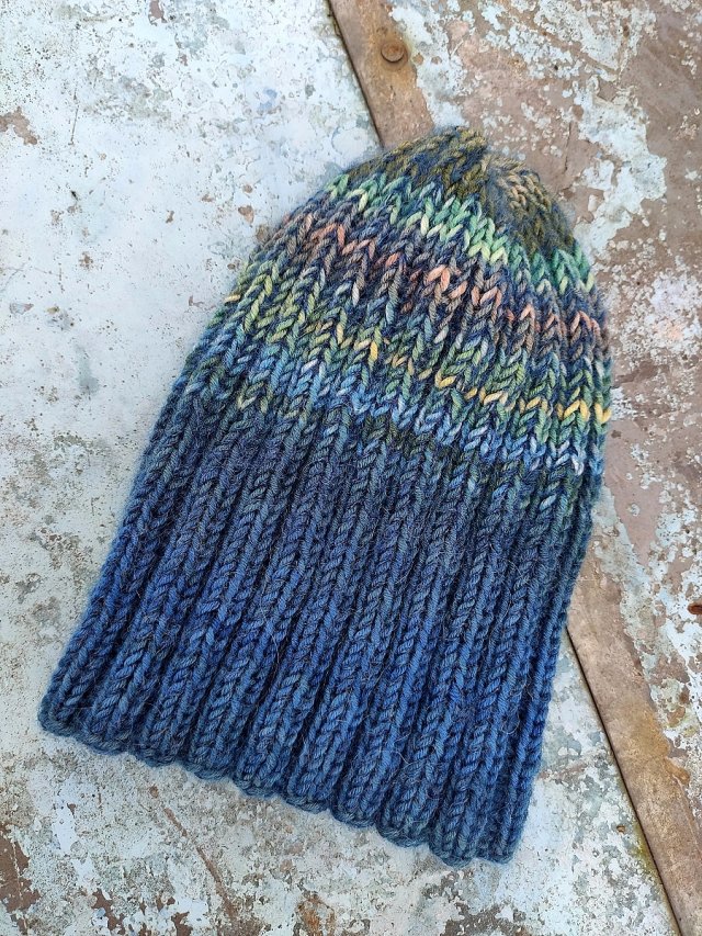 ombre denim / czapka z jedwabiem