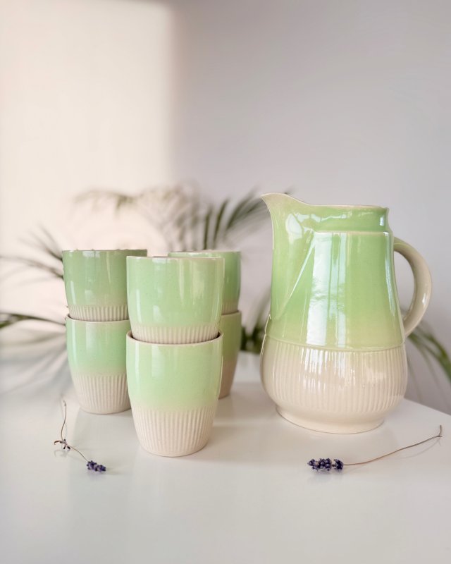 Serwis do napojów Maria, seledyn, PRL