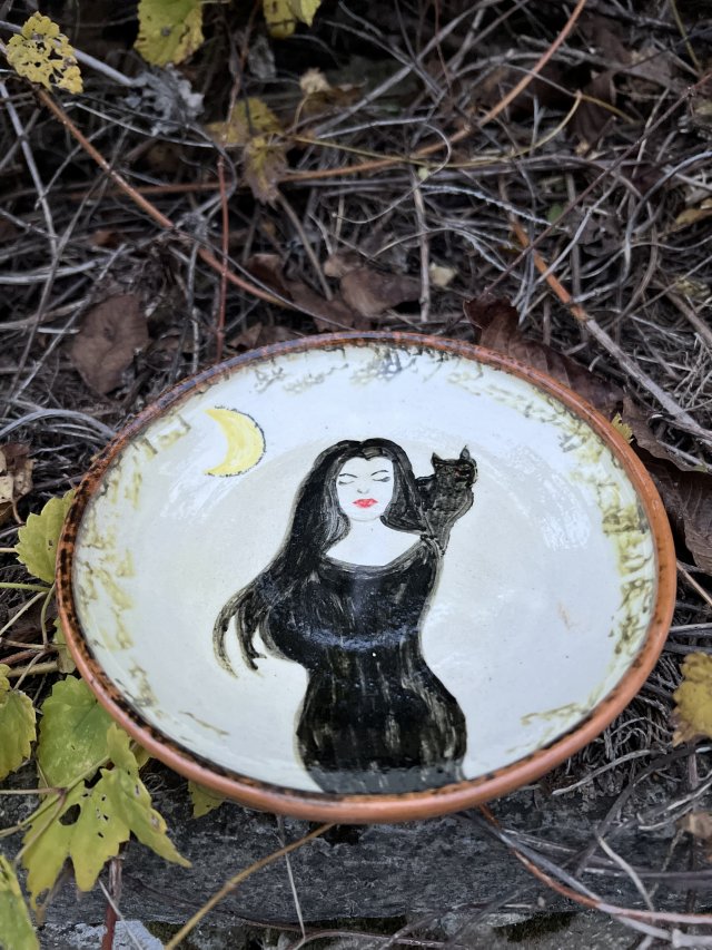 Ręcznie wykonany ceramiczny talerzyk deserowy – "Midnight" 16 cm
