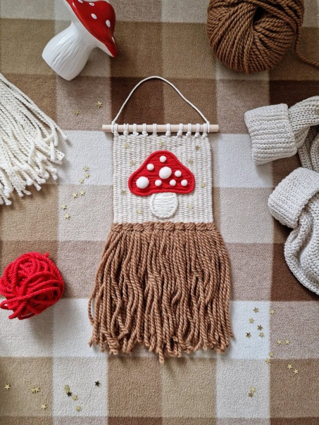 Makatka muchomorek, grzybek, jesienne rękodzieło