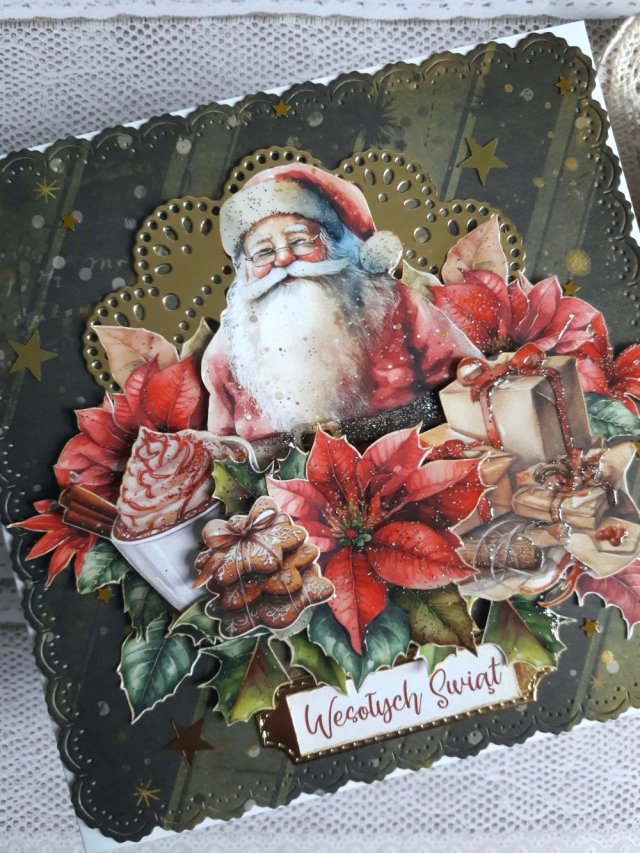 Kartka świąteczna z Mikołajem w stylu vintage