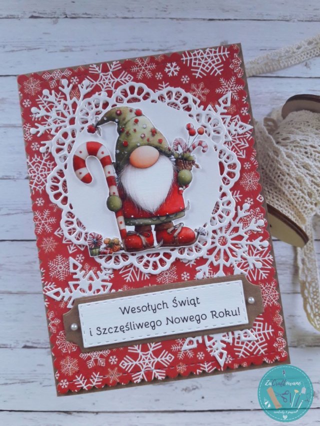Kartka świąteczna z gnomem