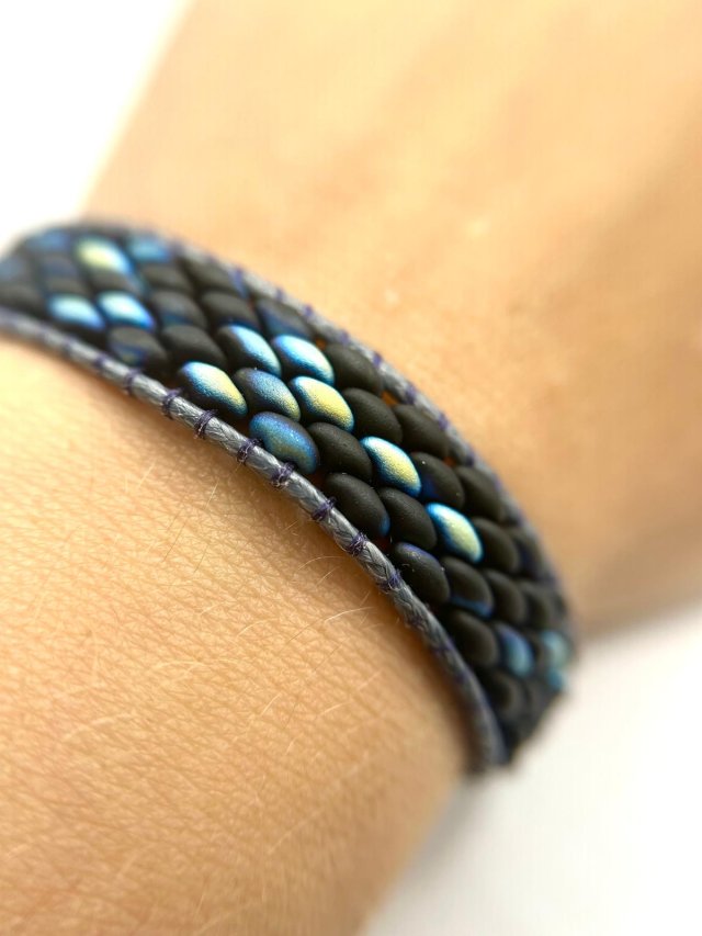 Bransoletka ze skóry i koralików SUPERDUO