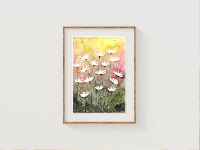 Oryginalna akwarela A4. Łąka