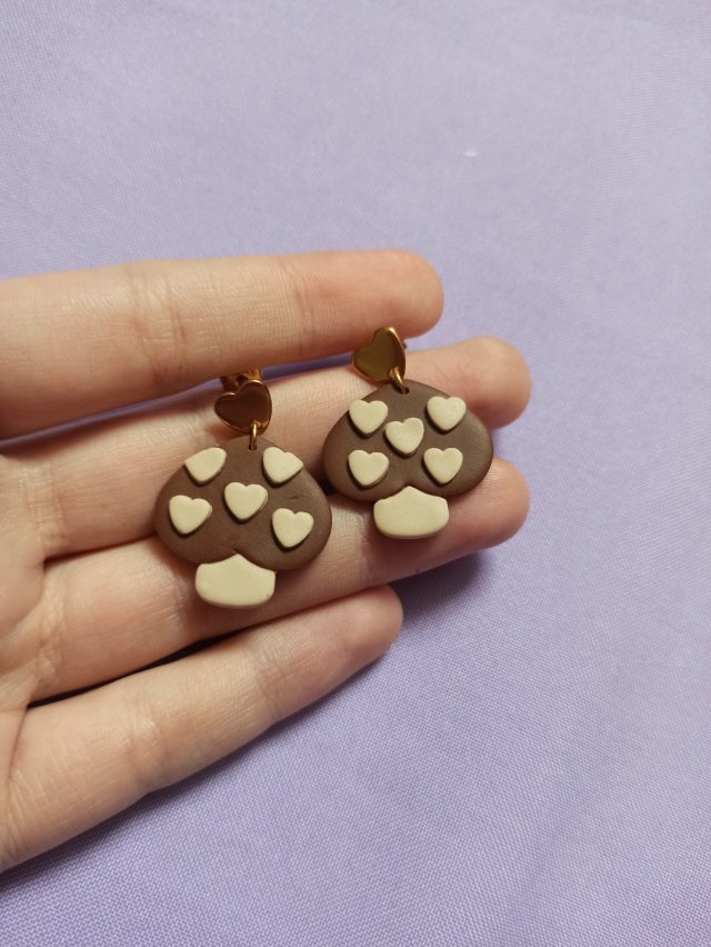 Kolczyki z gliny polimerowej grzybki